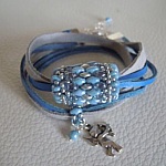 Saipan dubbele draai lederen armband blauw