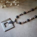 Vierkante Jaspis en Bali kralen ketting
