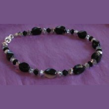 Armband Zwarte Agaten & Swarovski kristal 