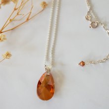 Zilveren halsketting hanger Swarovski Tear Koper