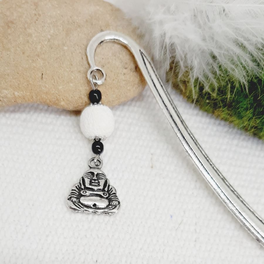 pagemark hanger buddha zilver en parel yin en yang wit en zwart