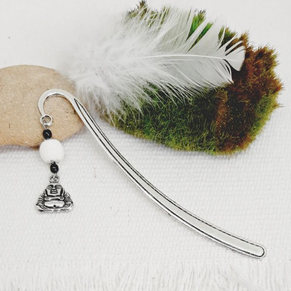 pagemark hanger buddha zilver en parel yin en yang wit en zwart