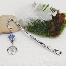boekenlegger levensboom zilver en blauw violet handgemaakte parel