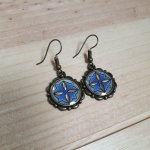 Goud/blauw verlichte hanger oorbellen