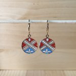 Goud/rood/blauw/groen verlichte hanger oorbellen