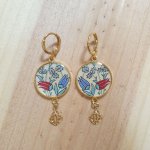 Oosterse bloemen hanger oorbellen