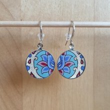 Verlichte bloem en arabesk oorbellen groen/zilver/blauw/roze