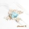 Ivory kanten armband met blauwe zijden bloem en strass bruiloft manchet