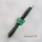 Fluwelen kanten armband met groene zijden bloem
