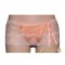Lingerie nachtpon + string in zalmzijden satijn en kant
