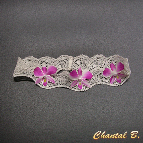 Roze zijde ORCHIDEE Trouwring Kussen Set 
