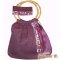 Paarse schoudertas en clutch bag met zijde en katoenen bamboepatroon
