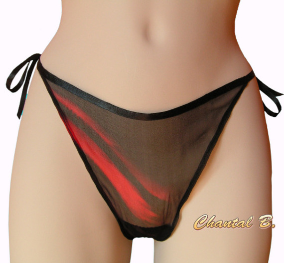 Zwart en rood zijden chiffon string SAINT VALENTIN -promotie 10 % voor 2 gekochte