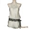 Witte blouse top met zwarte handgeschilderde kanten riem