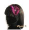 Zwarte kanten hoofdband met organza bloem en fuchsia veren handgemaakte bruiloft hoofdband