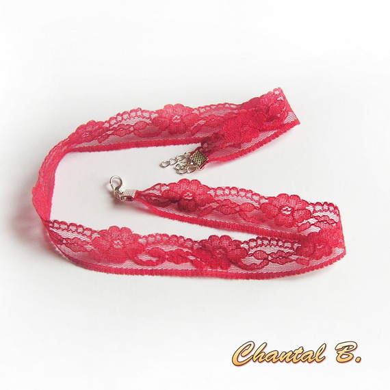 rode haarband in fijne rode kant FRAMBOISE hoofdband