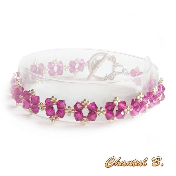 oorbellen swarovski kristal roze fuchsia en zilver avond bruiloft
