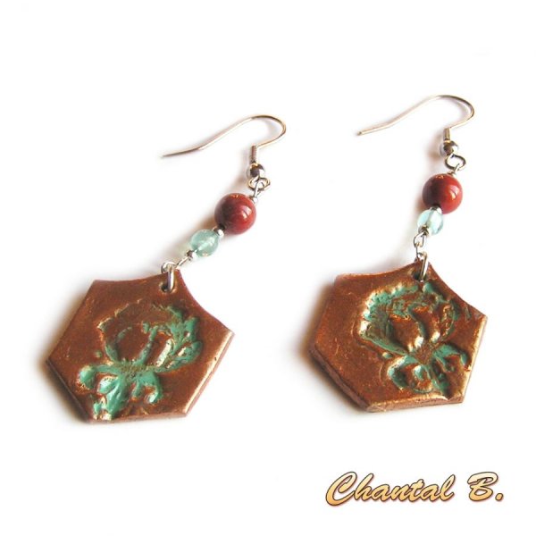 oorbellen exagone bloem parels en zilver