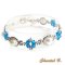 swarovski kristallen armband blauwe parel en zilveren geweven kralen