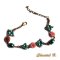 armband met roze bohemien bloemen en turquoise parels brons metaal