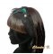Hoofdband turquoise haar kant en veren turquoise blauw en zwart