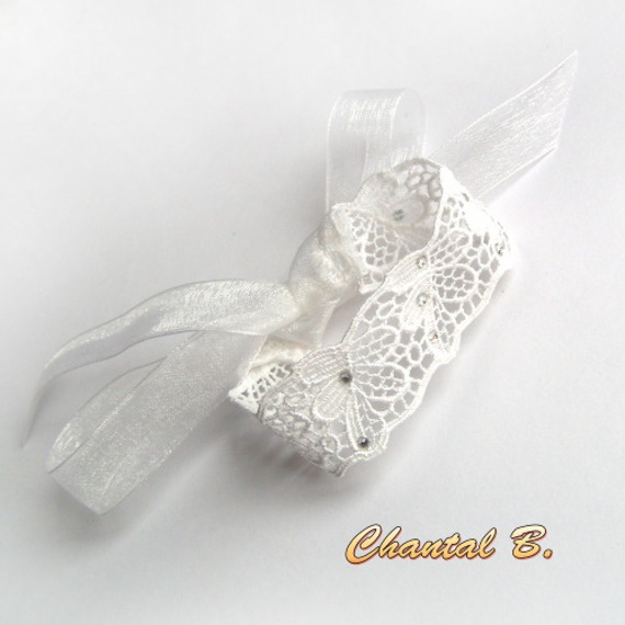 bruiloft hoofdband wit kant en strass haarband