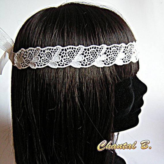hoofdband bruiloft kant ivoor en strass haarband antiek kant