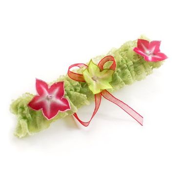 anijs kant kousenband fuschia bloemen