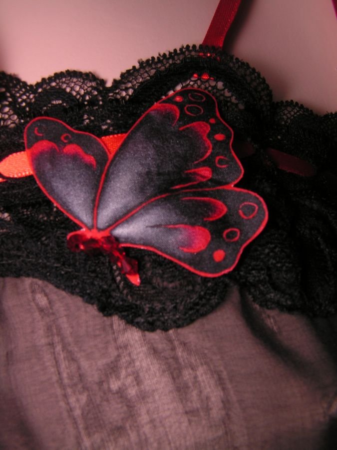 Valentijnsdag Lingerie zwart zijden vlinder setje Alix