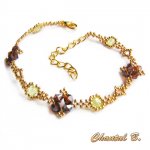 armband swarovski geweven kralen brons boheme groen en goud