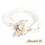 Ivory kanten armband met zijden bloem en strass bruiloft manchet