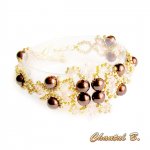 geweven armband met chocolade parel kralen zalm en goud transparante kralen bruiloft avond