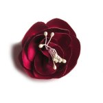 fuchsiaroze satijnen bloem en stampers handgemaakt voor trouwaccessoire