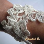 Ivory kant en strass bruiloft manchet armband