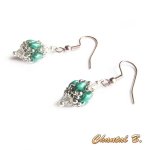 bruiloft oorbellen swarovski kristal parel smaragd glas kralen en zilver