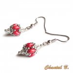 bruiloft oorbellen swarovski kristal kralen parelmoer koraal en zilveren glazen kralen