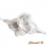 Kanten en witte satijnen bloemen huwelijks manchet armband