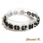 zwarte swarovski armband barok glans geweven kralen swarovski kristal zwart en zilver