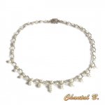 ketting geweven parel kralen wit swarovski kristal en zilver bruiloft avond