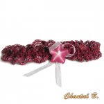 Bordeaux kant en zijden bloemen kousenband