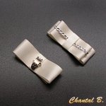 clips trouwschoenen ceremonie satijnen strik ivoor bruid en zilver