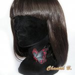 Zwart en rood zijden vlinder haarband alix handgeschilderd