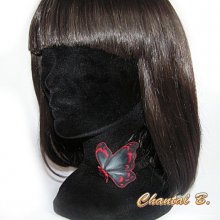 accessoire huwelijksketting ceremonie choker zijden vlinder geschilderd op organza lint