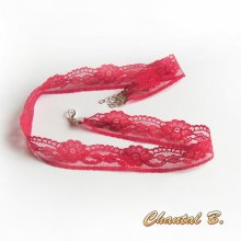 rode haarband in fijne rode kant FRAMBOISE hoofdband