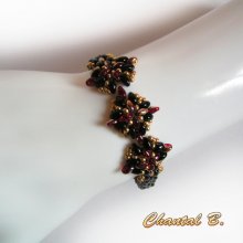 avond armband glazen kralen zwart rood en goud