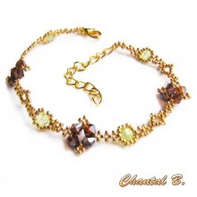 armband swarovski geweven kralen brons boheme groen en goud