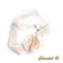 poederroze kanten hoofdband trouwaccessoire romantische hoofdband