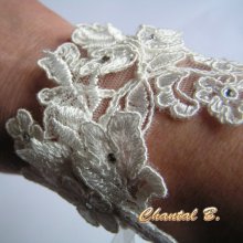 Ivory kant en strass bruiloft manchet armband