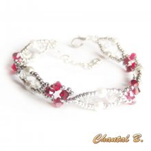 swarovski kristal geweven armband met parels en zilver 