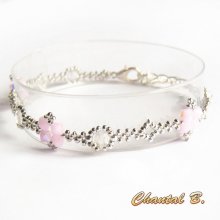 swarovski armband swarovski kralen roze AB boheme kristal en zilver romantische bruiloft